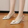 Pointed Toe Sexy Mid Heels Party Shoes Women Sandals Designer Summer Brand Pumps Slingback Casual Shoes Dress Slippers New