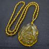 Yellow Jambhala Pendant Necklace For Men Women Religious Lucky Amulet Buddha Necklace Long Sweater Chain Accessories Gift