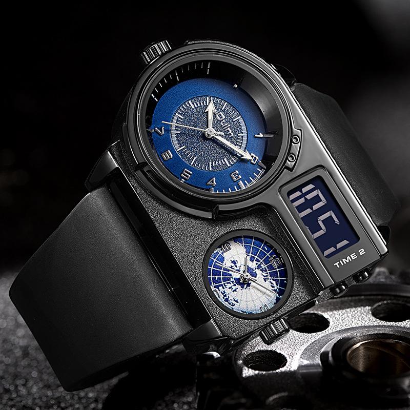 Oulm Genuine Fashion Brand Large Dial Quartz Watch Genuine Leather Sports Casual Men's Watch Gold Men's Watch