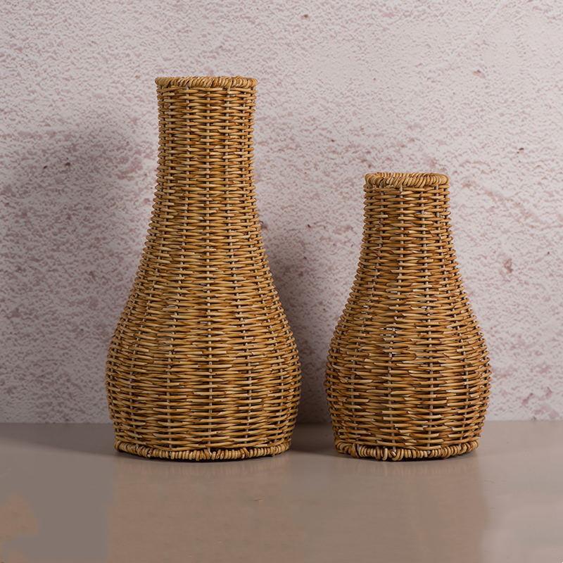 Imitation Rattan Woven Flower Vase Rustic Flower Arrangement Containers Dry Flower Container Living Room Home Decoration