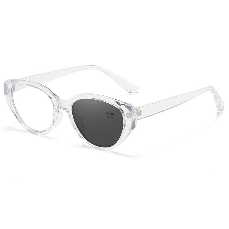Women Fashionable Pochromic Reading Glasses Color Changing Far Sight Eyeyglasses Men Vintage Retro Cat Eye Presbyopia