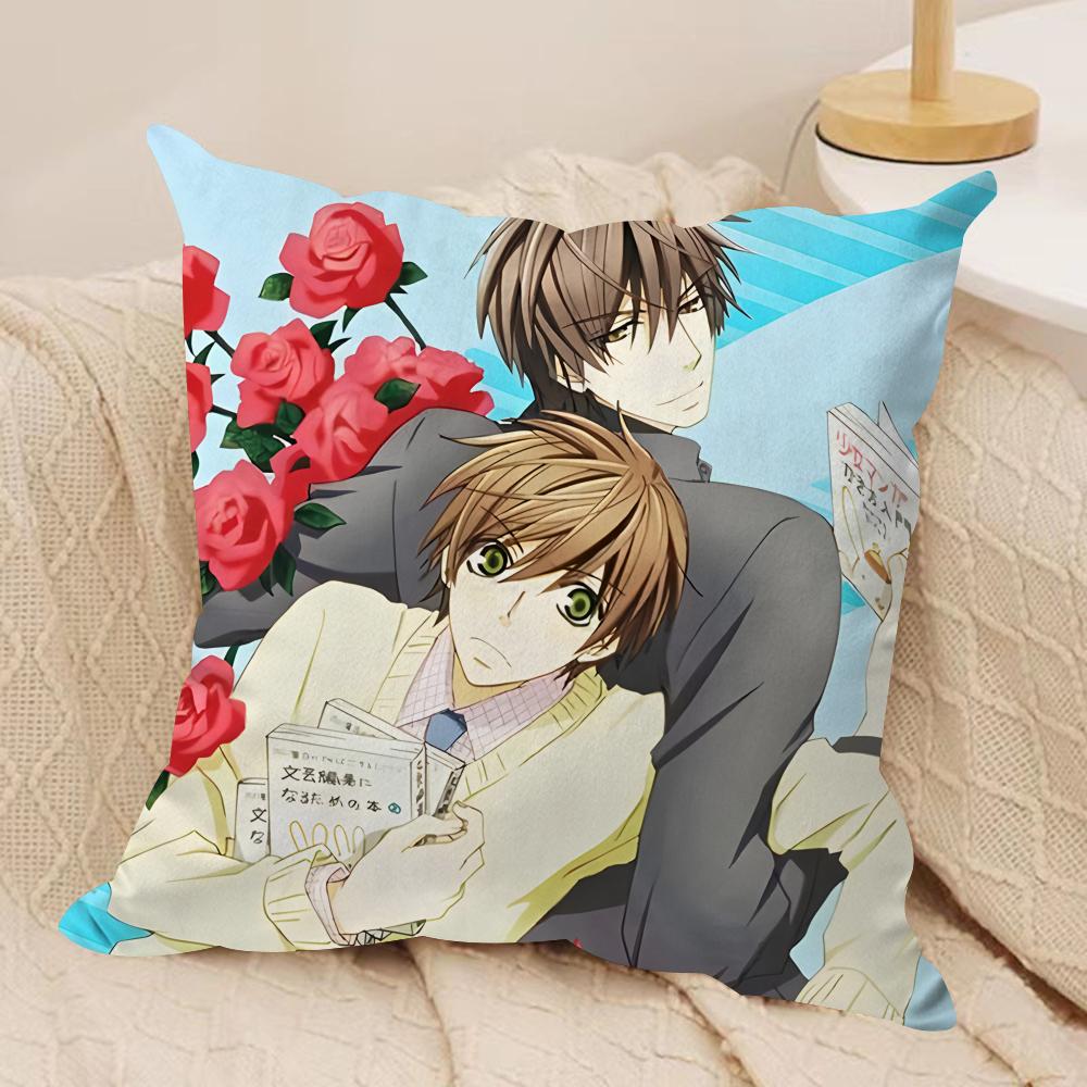 Anime SSekaiichi Hatsukoi Cushion Cover Silky Short Plush Invisible Zipper Dustproof Sofa Pillow Case for Home Decor