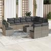 Vidaxl 11-Cz. Garden Furniture Set With Cushions, Grey Rattan Pe