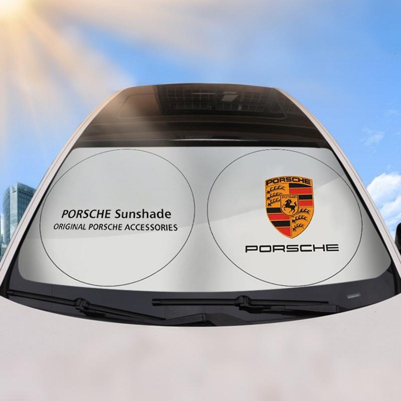 Car Windshield Sun Shade Window Shade Front Sunshade Protect For Porsche Cayenne Panamera Macan Boxster Cayman 718 911 Sticker