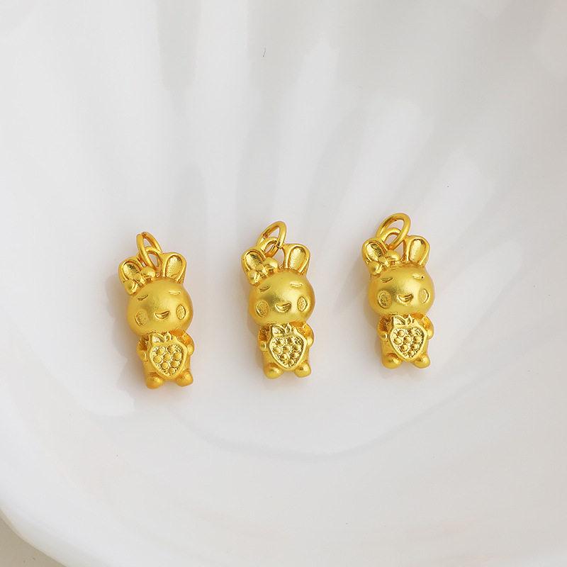 Gold-Plated Zodiac Rabbit Charm: Radish Rabbit Pendant for DIY Handmade Bracelet or Necklace