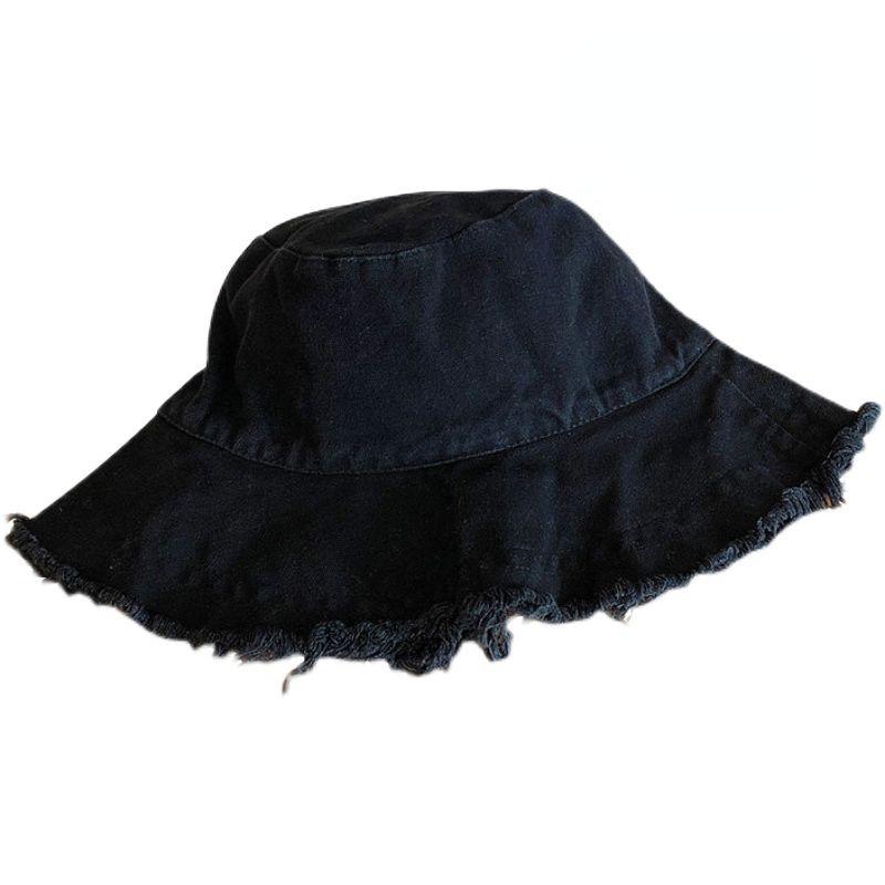 Denim Raw Edge Bucket Hat Women Japanese Solid Color Summer Fashion Sunscreen Sun Hat Casual Outdoor Solid Cap