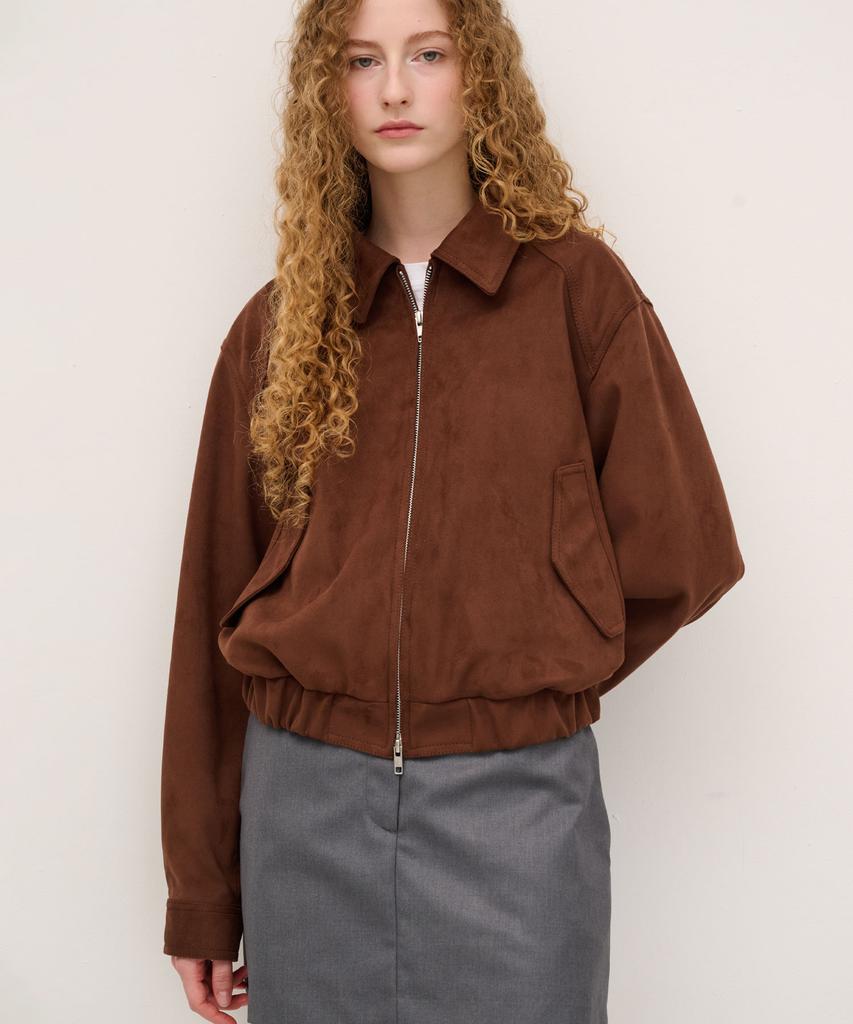 Doffsept Vegan Leather Suede Crop Bomber In Mocha