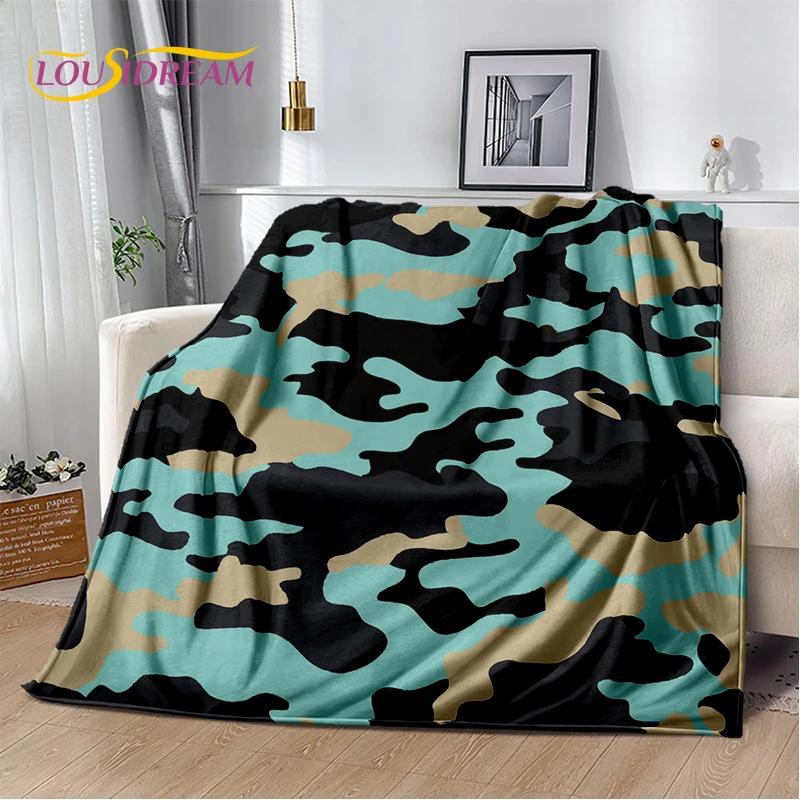 2025 Colorful Camo Green Camouflage Soft Blanket,Soft Throw Blanket for Home Bedroom Bed Sofa Picnic Travel Cover Child Gift