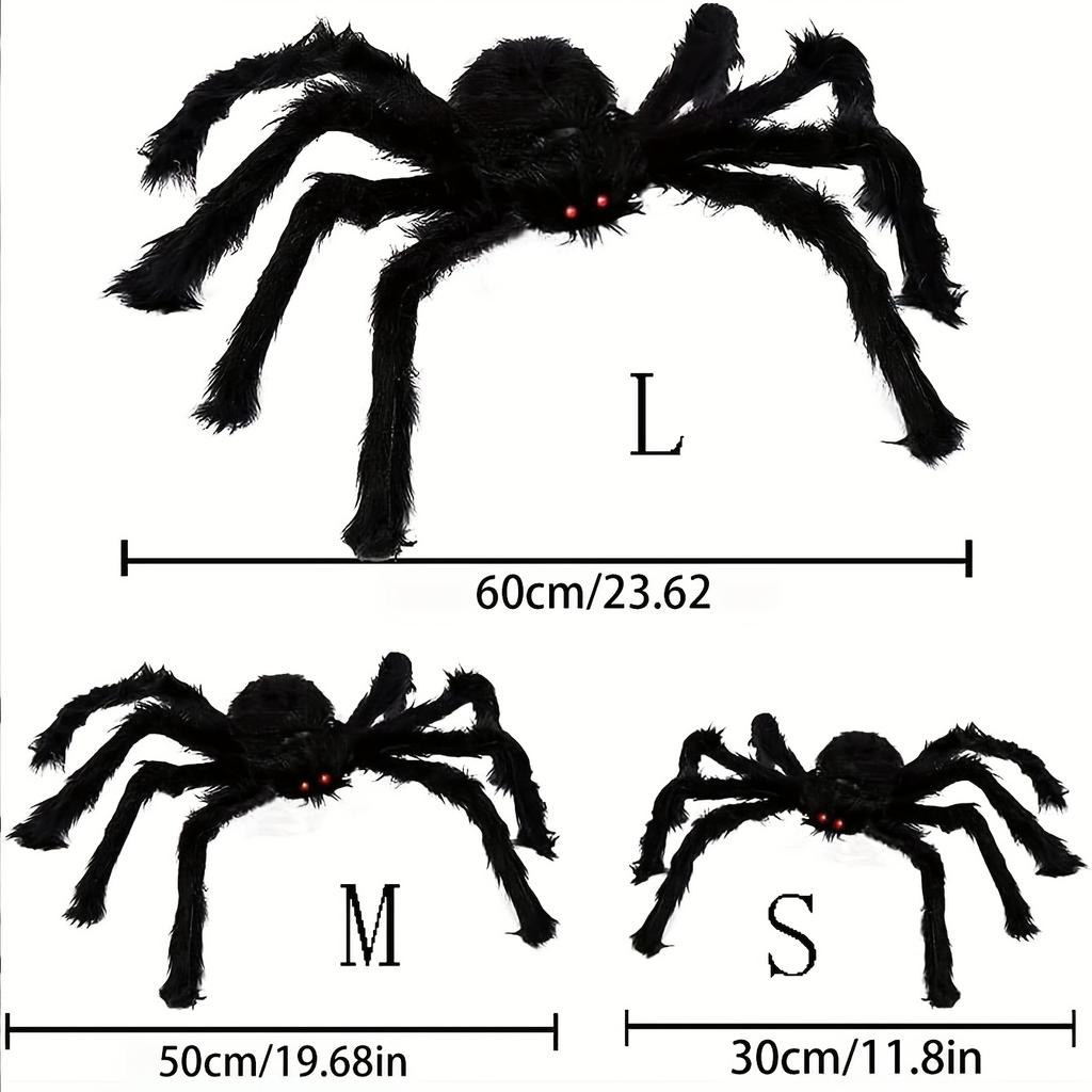 Araignée Noire Extra Large pour Halloween, Décoration de Fête Toile d'Araignée Géante Accessoire, Araignée Peluche Réaliste, Convient pour la Maison la Chambre à Coucher