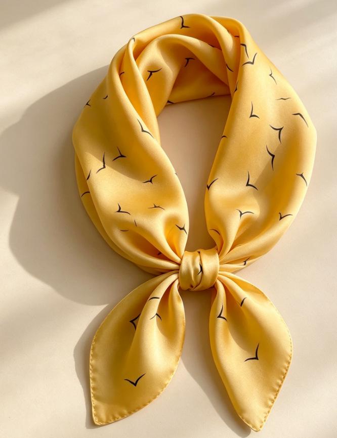 70 Silk Scarf: High-End Korean Style, Versatile Professional Imitation Silk, Retro Printed Women's Scarf