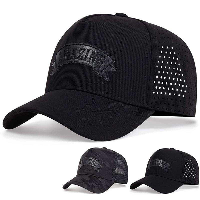 Casquette de baseball AMAZING avec étiquette en cuir, casquette hip-hop en maille, chapeau de soleil respirant pour hommes, chapeaux unisexes, casquette de randonnée