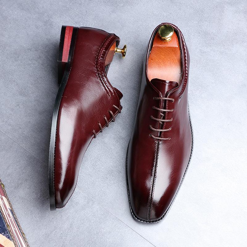 Men's Classic Business Shoes Microfiber Leather Square Toe Lace-up Mens Dress Office Flats Men Wedding Party Oxfords