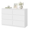 Commode 6 Tiroirs - 100x36x69cm - WOLTU Meuble De Rangement Moderne Blanc - Assemblage Facile