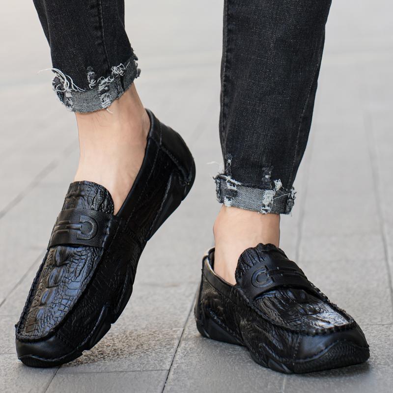39-46 Fashion Men's Casual Slip On Leather Shoes Loafers Moccasins Flat Driving Shoes