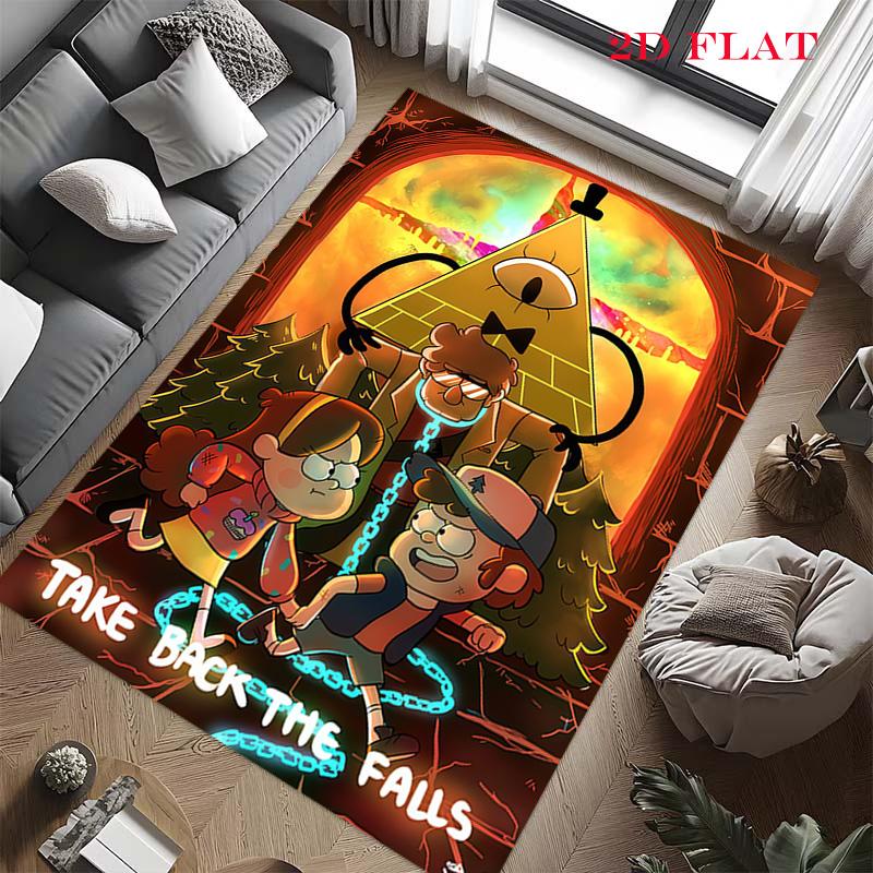 Mutiger Gravity Falls Teppich für Wohnzimmer Schlafzimmer Zuhause Sofadekoration, Kinderspiel Rutschfeste Bodenmatte