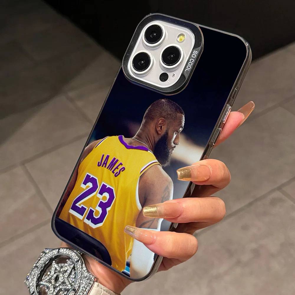 Basketball L-Lebron James  Phone Case For iPhone 17,16,15,14,13,12,11 Plus,Pro Max,XS,Colorful Silver Phone Case Funda Cover