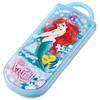 Skater Conjunto de lancheira trio pauzinhos colher garfo talheres infantis tratamento antibacteriano fácil de abrir tipo deslizante feito no Japão Disney Ariel 24 TACC2AG