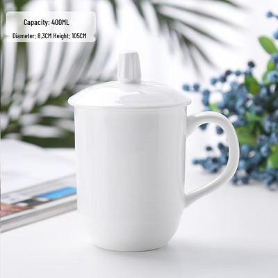 White Ceramic Mug with Lid