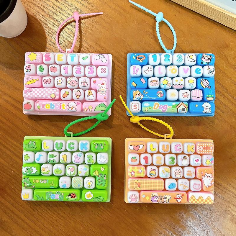 Simulation Keyboard Fidget Keychain 26 Grids Anti Anxiety Toy Portable Bag Ornament Desktop Decor for Kids Adults