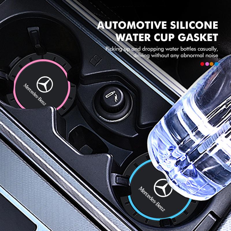 WLG4   2pcs Silica Gel Car Coaster Water Cup Holder Anti Slip Pad Mat For Mercedes Benz W211 W124 W176 W177 C180 C200 C260 C300 GLC CLE