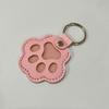 Faux Leather Pet Hair Keychain Dog Cat Claw Shape Souvenir Keyring