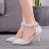 Mode Mädchen High Heels Frau Spitz Spitze Strass Braut Hochzeitsschuh Dünnes Kleid Vielseitig Damen Weiblich Sandalen Schuhe