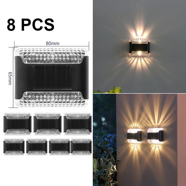 1/4/8PCS Solar LED Garden Solar Light Street Solar Light Solar Powered Fence Lights Outdoor Garden Path Waterproof Wall Lamp