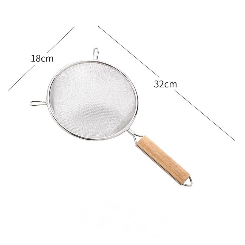 1/3Pcs Kitchen Baking Steel Flour Sieve Kitchen Soy Milk Juice Filter Sieve Filter Oil Spoon Hand-Held Binaural Mesh Colander Quality