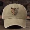 New Retro Leopard Face Pattern Baseball Cap Washed Comfortable, Fashionable And Versatile