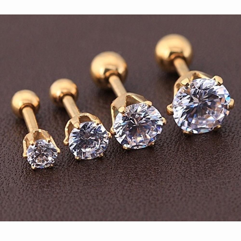 1pcs Fashion Jewelry Women Four Claws Earrings Cubic Zirconia Ear Stud Titanium Steel