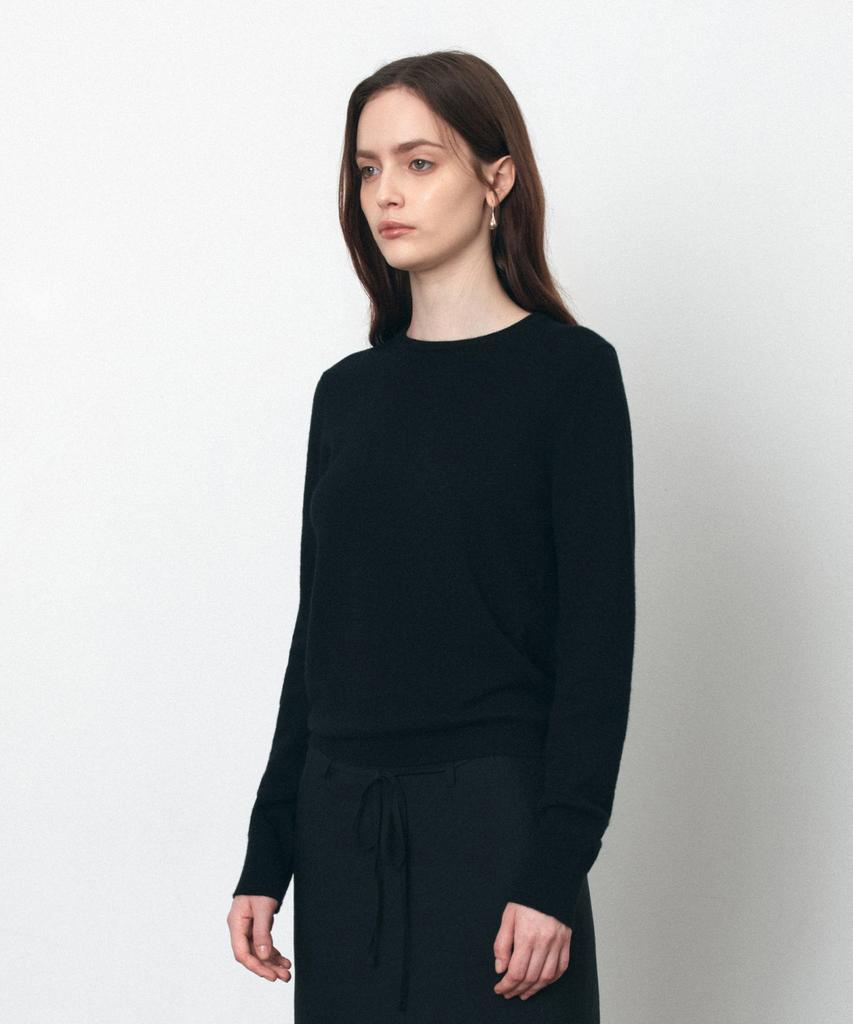 Siyajyu Sikn2175 Basic Round Neck Long Sleeve Knit_Black