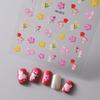 Autocollants pour ongles en relief colorés à la dopamine, motif dessin animé, motif fleur rose, style mignon, décoration pour ongles, DIY
