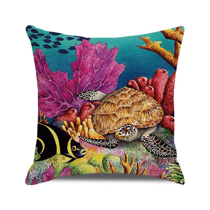 Home Decor Underwater World Sea Creatures Mysteries Pattern Cushion Cover Suitable for Sofa Bedroom Car Pillow Cover