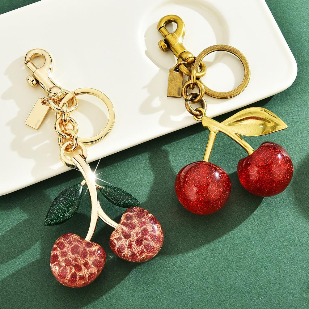 Cute Cherry Keychain With Resin Material For Bag And Car Key Decor Fall