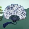 Creative Retro Mini Shell Fan Chinese Solid Color Folding Hand Fan Chinese Style Cotton Linen Cloth Handheld Fan Party