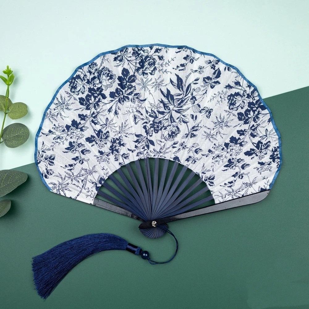 Creative Retro Mini Shell Fan Chinese Solid Color Folding Hand Fan Chinese Style Cotton Linen Cloth Handheld Fan Party