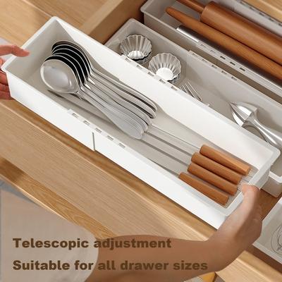 Retractable Drawer Storage Box Kitchen Cutlery Fork Spoon Bin Office Supplies Drawer Divider Multifunctional Underwear Sock Organizer Container