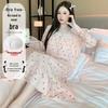 Korean Plus Size Cotton Nightdress with Breast Pads, Long Sleeve Princess Style for Spring & Autumn Wear