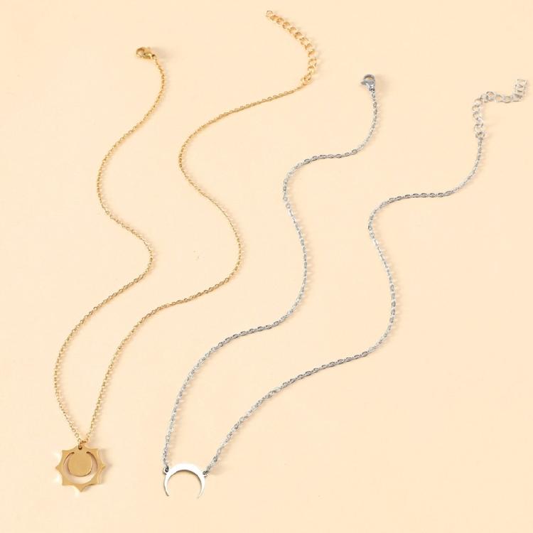 2x Stainless Steel Pendant Link Chain Necklace Simple Best-Friend Necklace