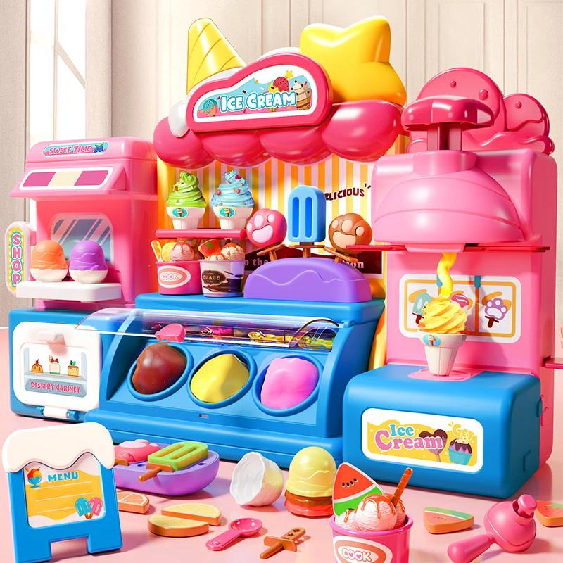 Kinder Eis Spielzeug für Mädchen Knete Farbmaschine Mit Musik und Licht Junge Essen Kinder Supermarkt