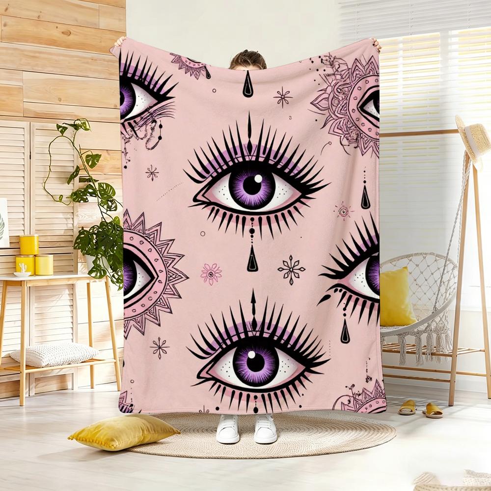 Klassiek motief E-Boze Oog Plaid Lichtgewicht 240g Flanellen Deken Zacht Huidvriendelijk voor Zomerse Koelte
