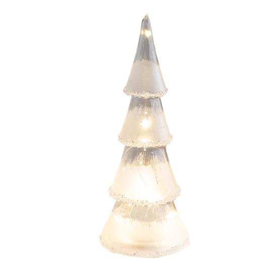 Figurină din sticlă pentru brad de Crăciun Ornament pentru copac de masă cu lumini LED Decor de vacanță