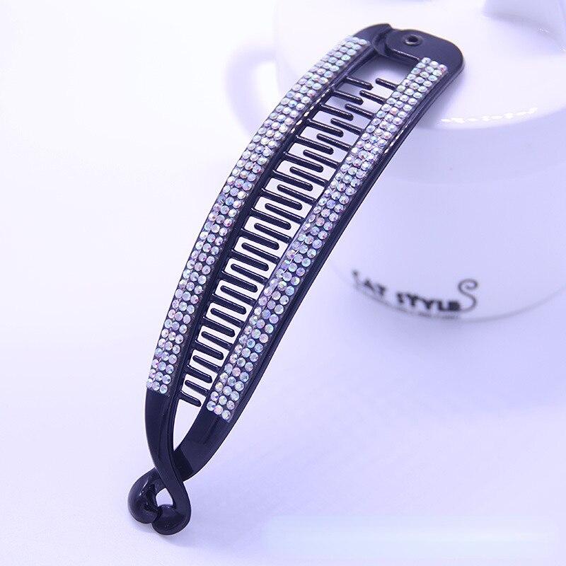 1pc Black Rhinestone Banana Barrettes Hairpins Fish Hair Claw Clips Hair Jewelry Hair Accessories for Women Clamp Styling Tools