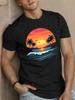 Sunset Palm Tree Seascape Graphic Men’s T-Shirt Tropical Summer Beach Tee