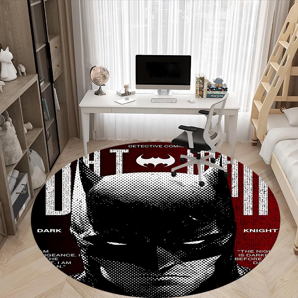 1pz Tappeto Rotondo Ufficio Batman, Sotto Sedie da Ufficio Camera da Letto Soggiorno Arredamento Casa, Decorazione Stanza, Disponibile in Varie Misure