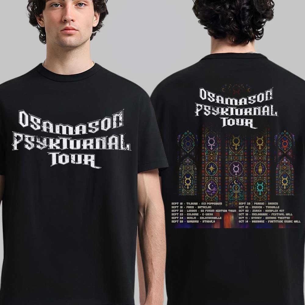 Osamason Psykturnal Tour 2026 Wereldtournee Schema Data Zwart T-shirt Dubbelzijdig