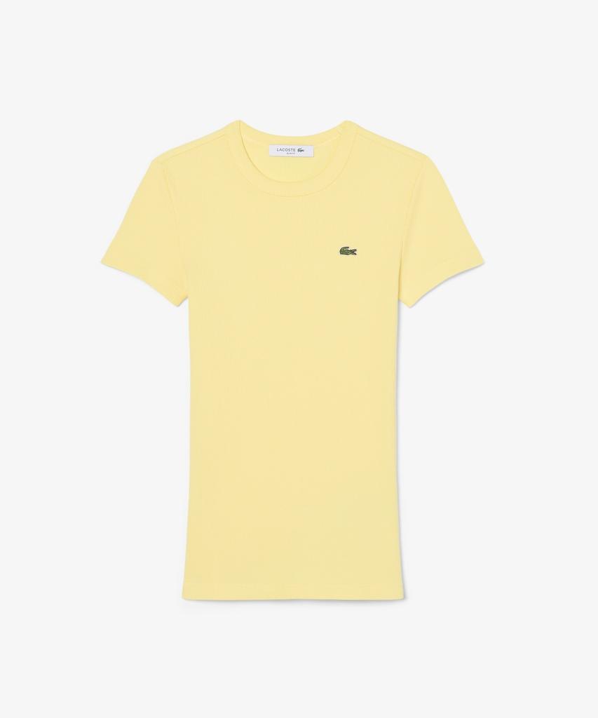 LACOSTE Women'S Slim Fit Rib Knit Short Sleeve T-Shirt Tf5538-56G 107