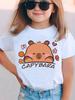 Summer Fashion Girls Short-sleeved T-shirt Cartoon Pattern Printed Casual Top