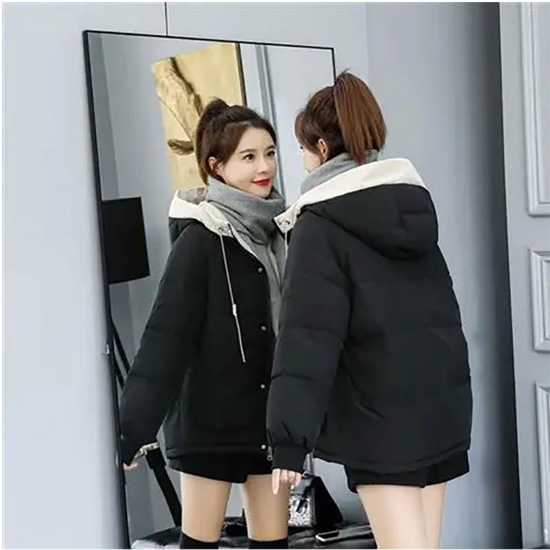 Women Down Padded Jacket Female Winter Student Korean Version Short Padded Jacket Loose Thick Jacket Parka Hooded Coat
