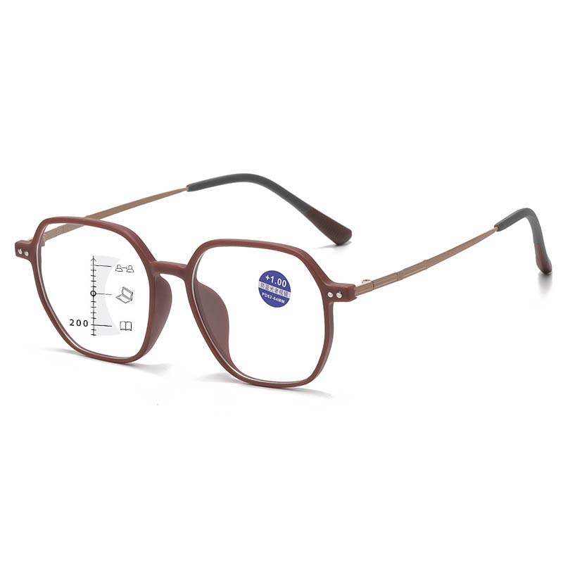 Personality Retro Multifocal Reading Glasses Women Men Comfortable Stable and Anti-slip Anti-Blue Light Eyeglasses +1.0 To +4.0